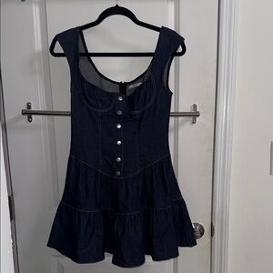 Peppermayo navy and white denim-textured dress